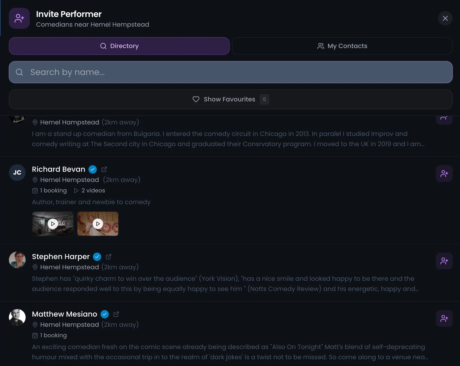 Bookers finding and inviting comedians